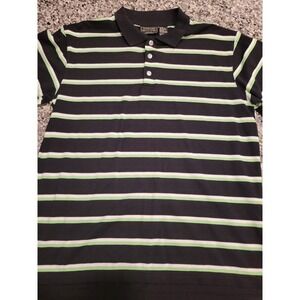 Highland Outfitters Striped Polo Shirt Mens Medium Black Green White Active Wear